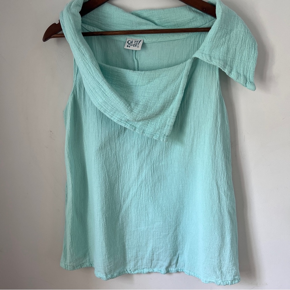Oh My Gauze! Blue Asymmetrical Sailor Collar Blouse